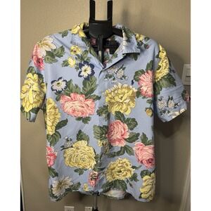 Polo Ralph Lauren Floral Shirt Men XL Blue Cotton Classic Fit Hawaiian Aloha